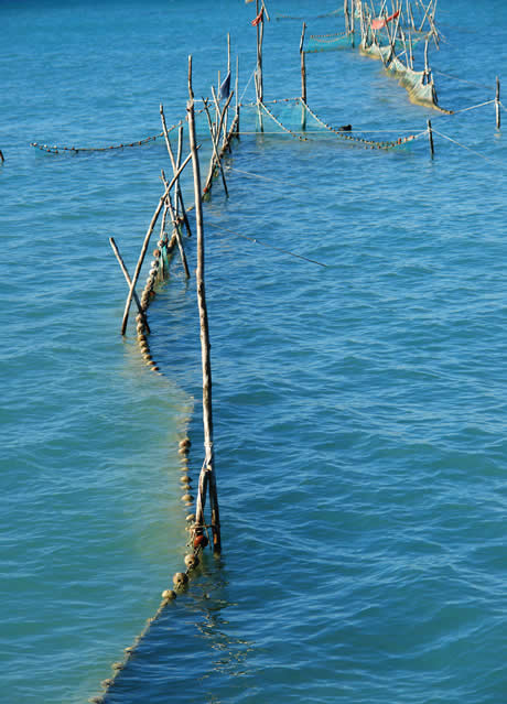 Fishing nets lake Garda italy photo