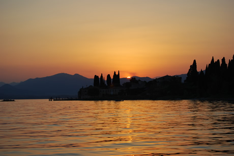 Romantic sunset at San Virgilio lake Garda photo