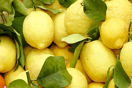 Limoni freschi in un mercato a Limone Lago di Garda foto